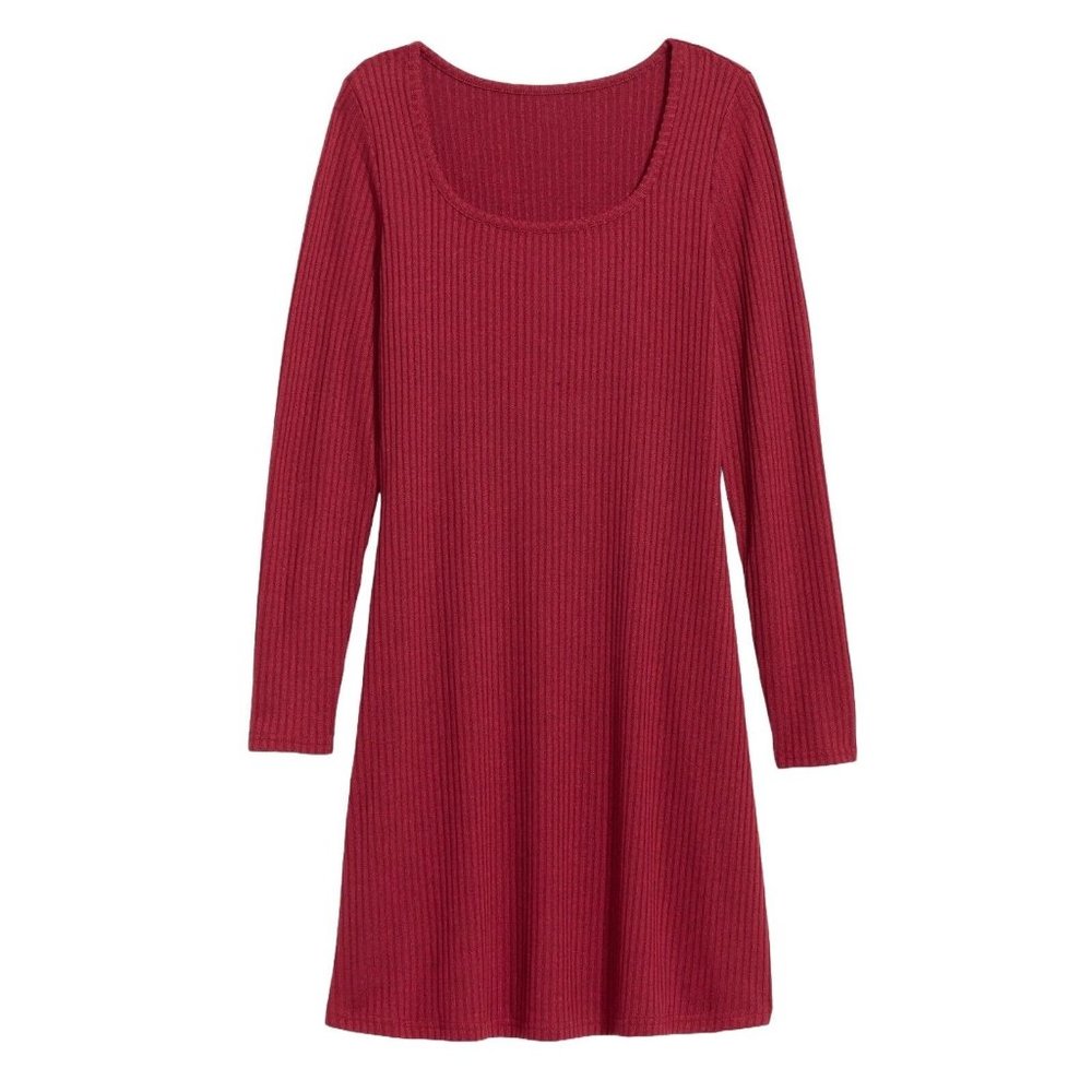 Old Navy Fit & Flare Rib-Knit Sweater Dress Size Medium Tall Fire Scarlet 759155